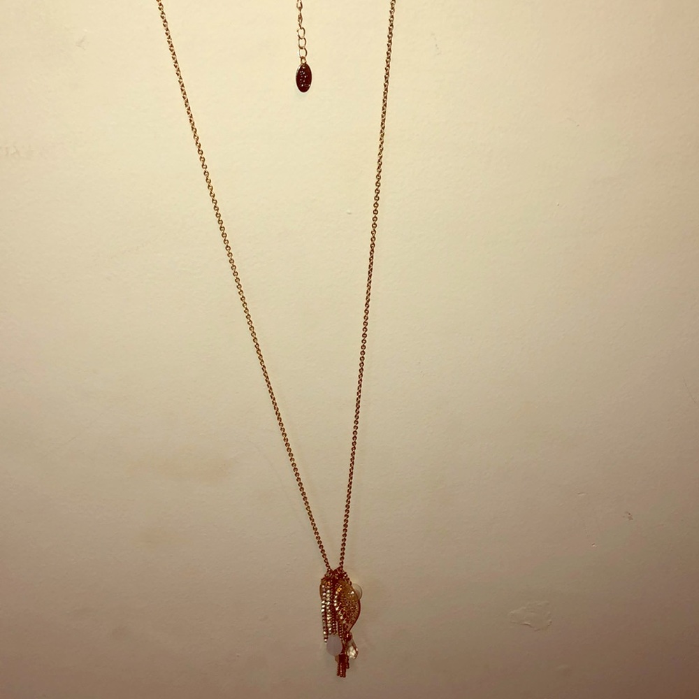 Diamond feather necklace